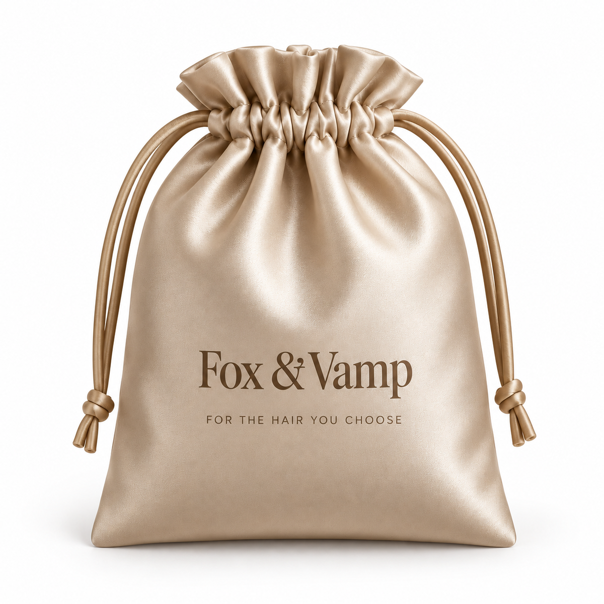 Fox & Vamp Extension Saver silk bag in champagne
