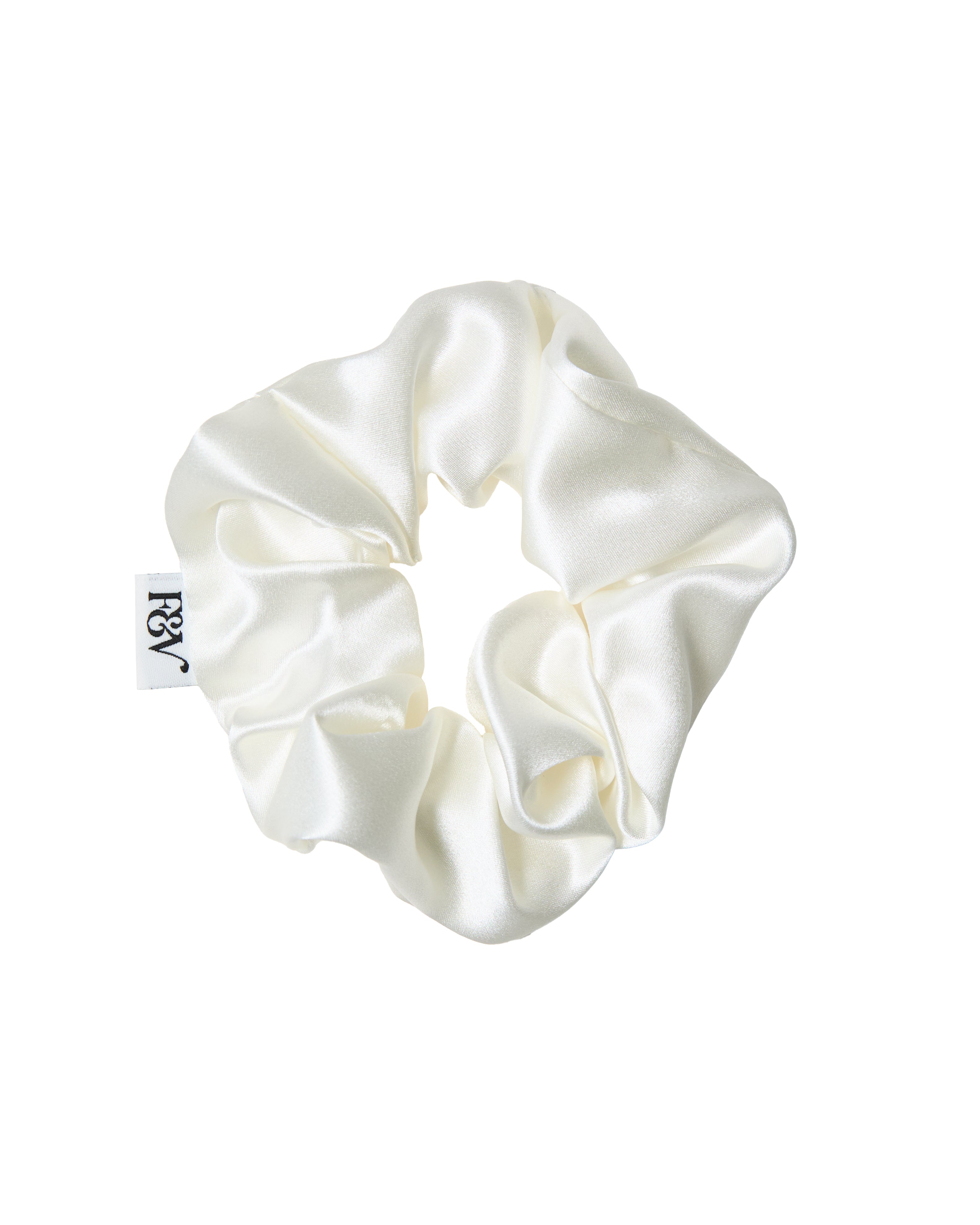 Fox & Vamp mulberry silk scrunchie in Ivory